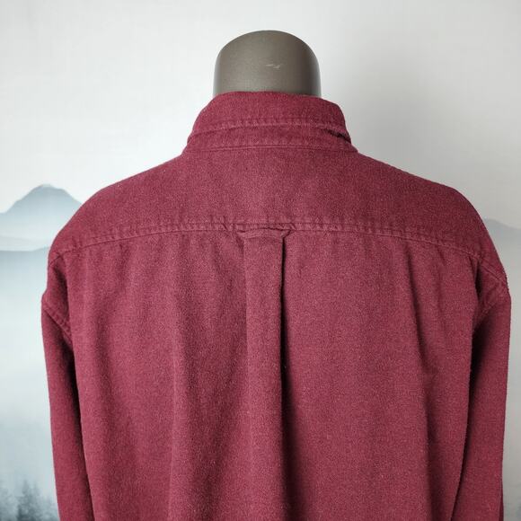 Land's End Big Casual Button Down Maroon Cotton Shirt | Men's XXL/T - Picture 9 of 15